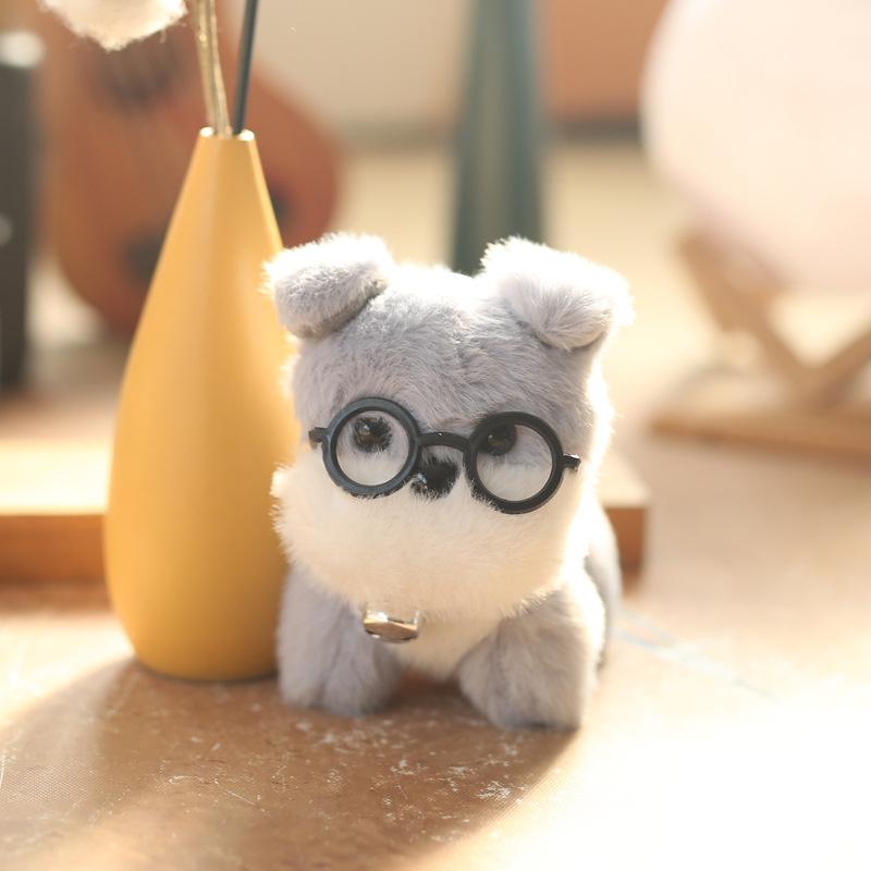 Cute Cute Puppy Pendant Plush Toy Doll Glasses Puppy Bag Hanging Decoration Keychain Doll Doll
