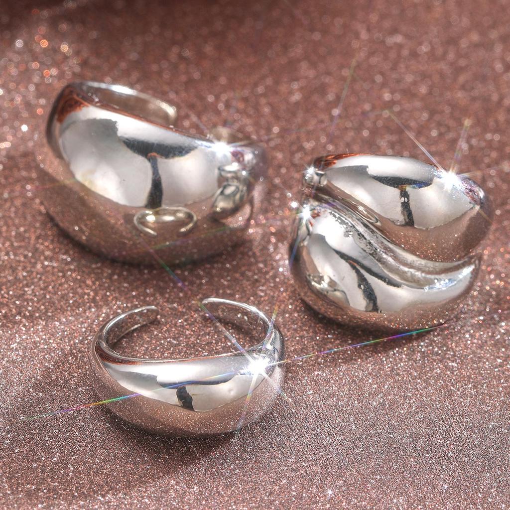 3 шт. Золотого цвета Простое широкое кольцо для женщин Гладкие многослойные геометрические нерегулярные массивные кольца набор больших преувеличенных ювелирных изделий подарок