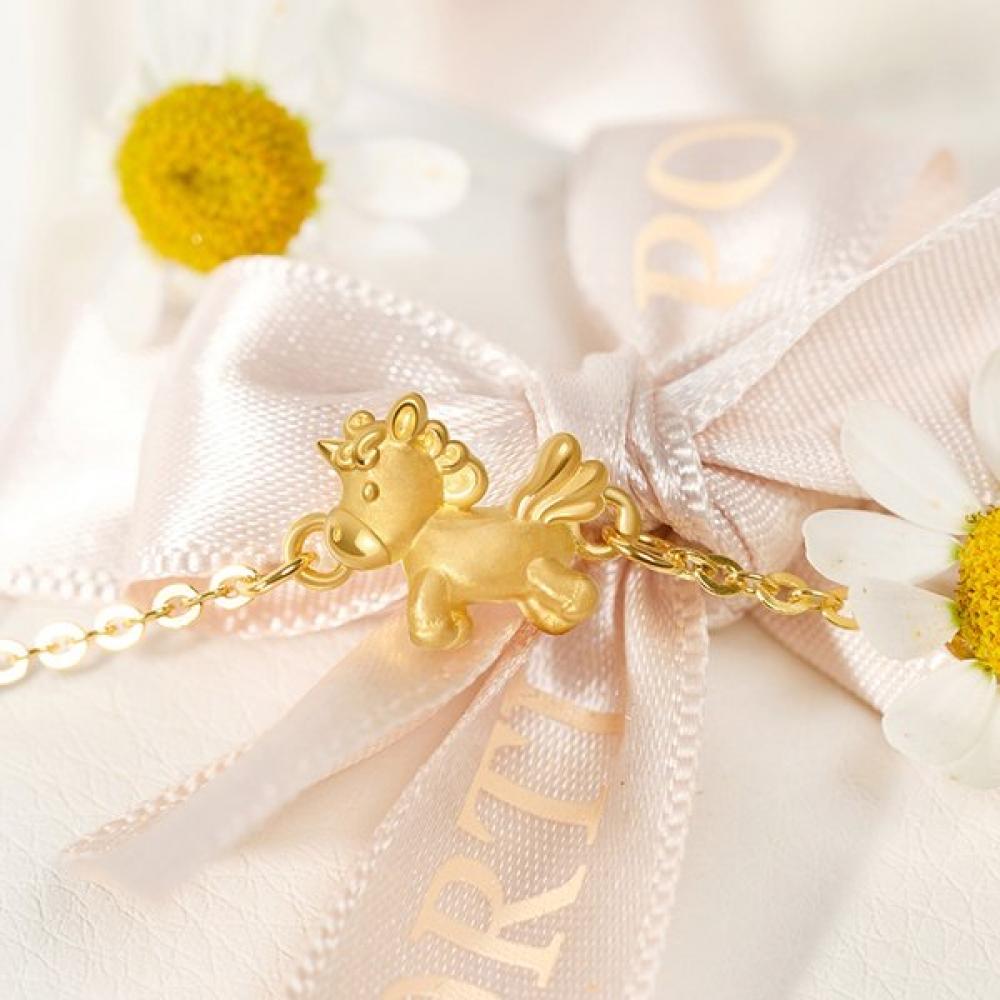 Porti 24k Solid Gold Horse Year Unicorn Chain Bracelet 1.875g