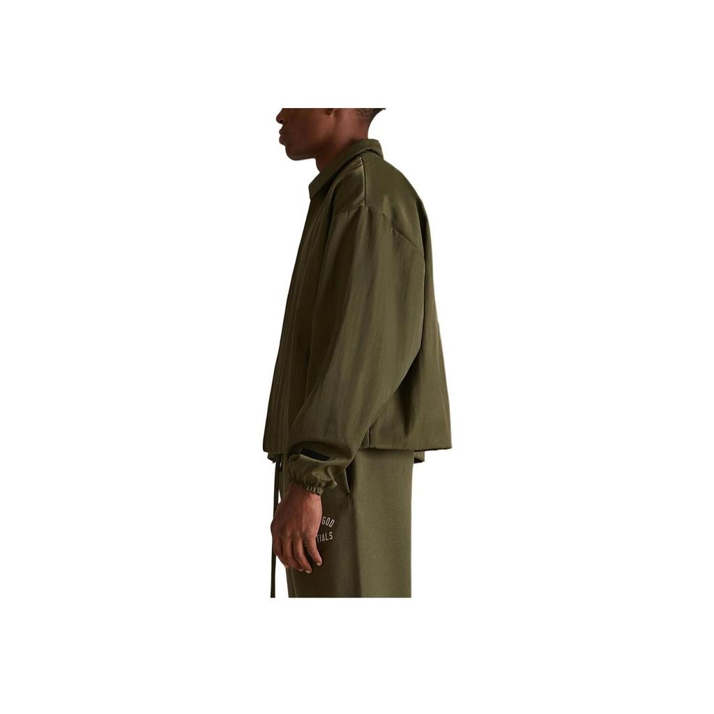 Fear of God Essentials Textured Nylon Trucker Jacket Military Men Outerwear Green 202BT246385F