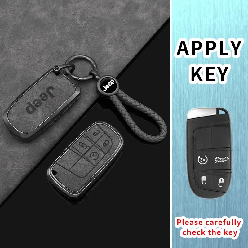 For Jeep Zinc Alloy Leather Car Key Case Cover Shell For Jeep Renegade Wrangler Patriot Grand Cherokee WK2 KL Compass Liberty
