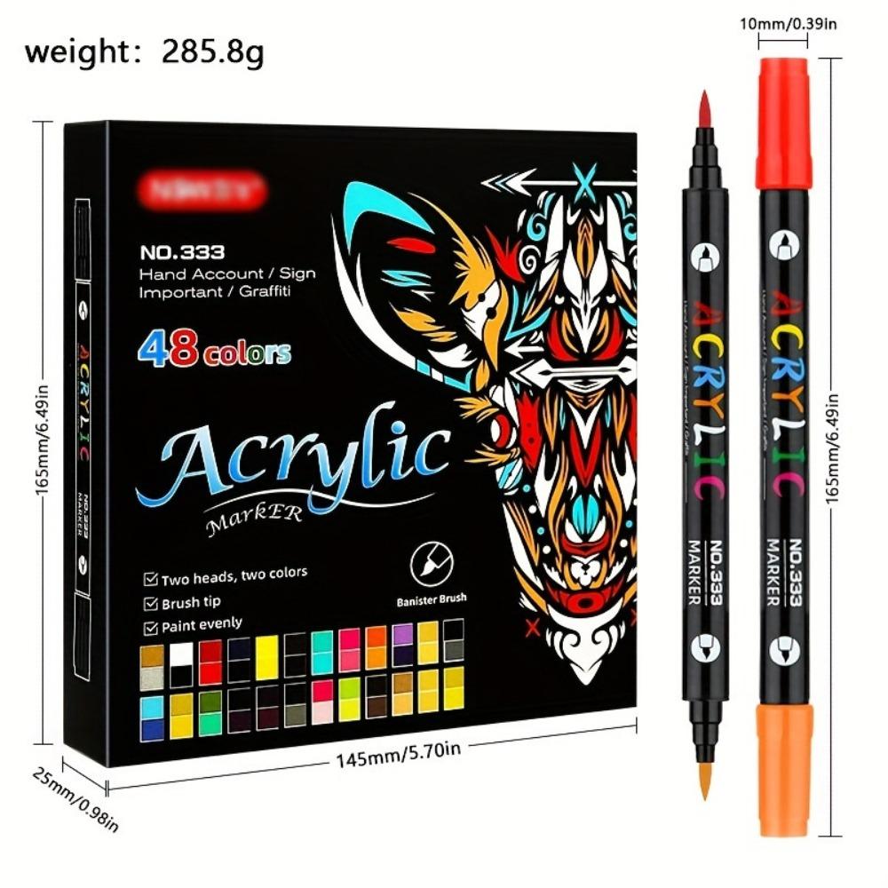 Dual Color Acrylic Paint Markers 24/48/72 Colors Dual Tip Markers Dual-ended Markers Ceramic Craft