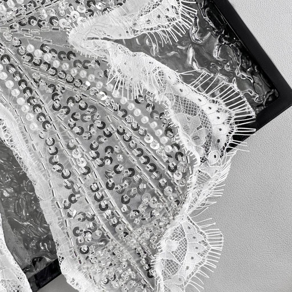 Нежное белое кружево, бусины, бант, нашивка, одежда, платье, топ, декоративная тканевая наклейка, аксессуары