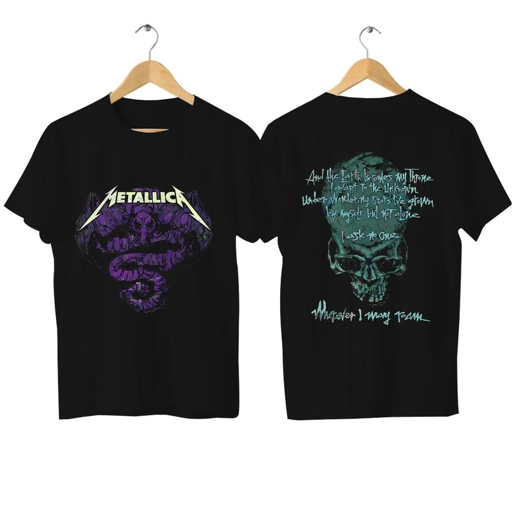Музыкальная группа Metallica Мужская Женская Хлопок Графика Альбома Футболка 2026 Новая Летняя Весенняя Женская Оверсайз Хип-хоп Y2k Модная Футболка