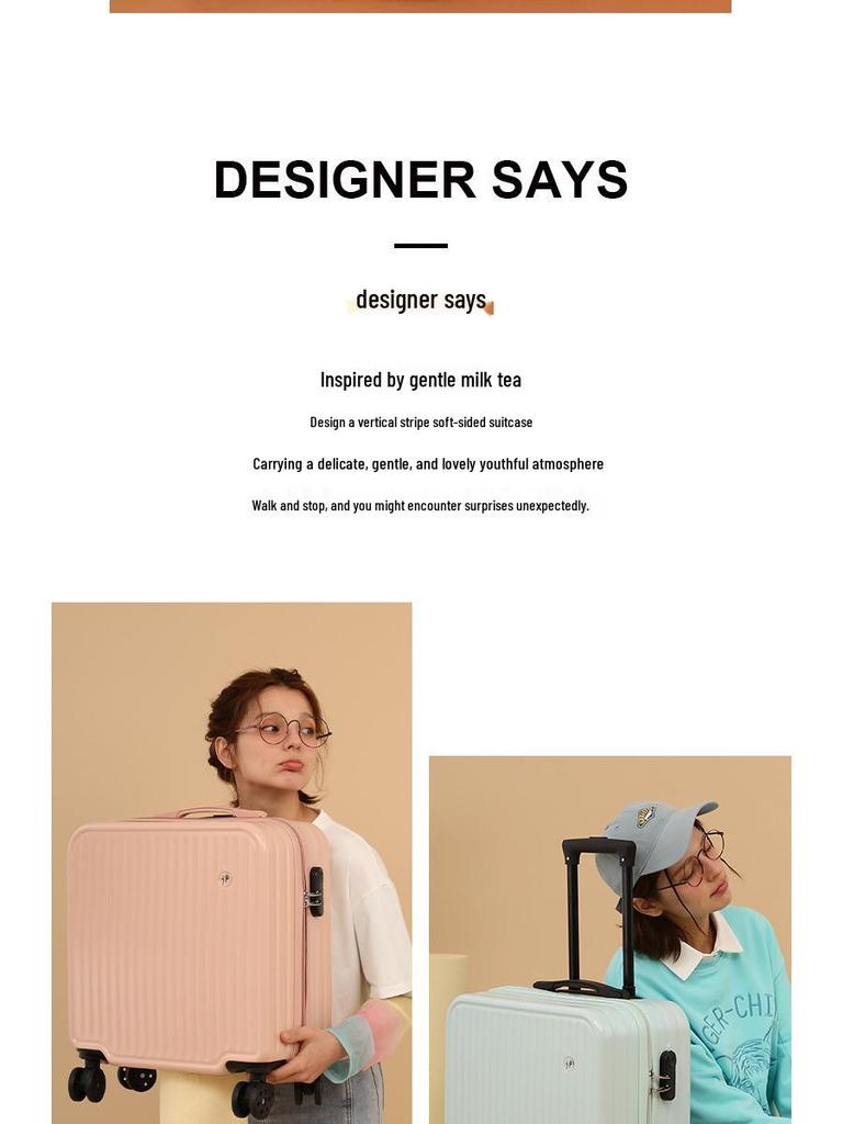 18-inch Lightweight Carry-on Trolley Suitcase with Zipper Lock for Men, Women, and Students