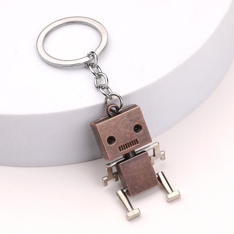 1PC Movable Robot Keychain with Articulated Joints, Zinc Alloy Mini Figurine Charm for Backpacks Gifts