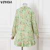 VONDA Женские летние платья с воротником-стойкой и длинными рукавами и оборками по низу