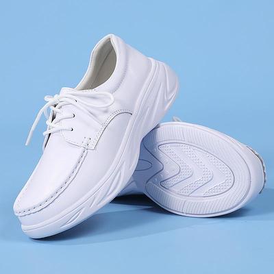 Женские туфли медсестры из натуральной кожи на шнуровке - Мягкая подошва, Нескользящие, Дышащие и Удобные для работы в больнице