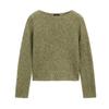 MD Women's Spring Clothing Casual Laid-Back Style Green Soft Glutinous Short Round Neck Sweater Long Sleeve Knitwear 5604633