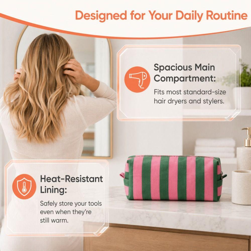 Dustproof Hair Dryer Storage Bag Stripe Cosmetic Bag Curler Storage Bag Hair Tools Storage