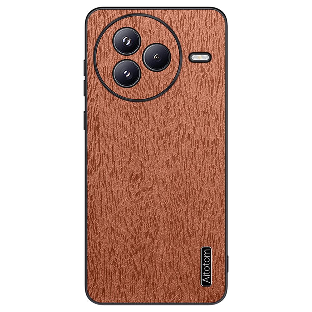 For Xiaomi Civi 5 Pro 5G Case Wood Texture PU Leather Coated PC TPU Phone Cover
