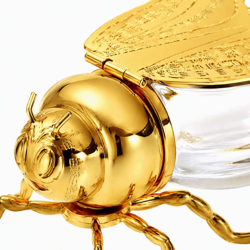 With Spoon Included Honey Dispenser Pot Gold Crystal Syrup Container Bee Shaped Jar For Desserts
