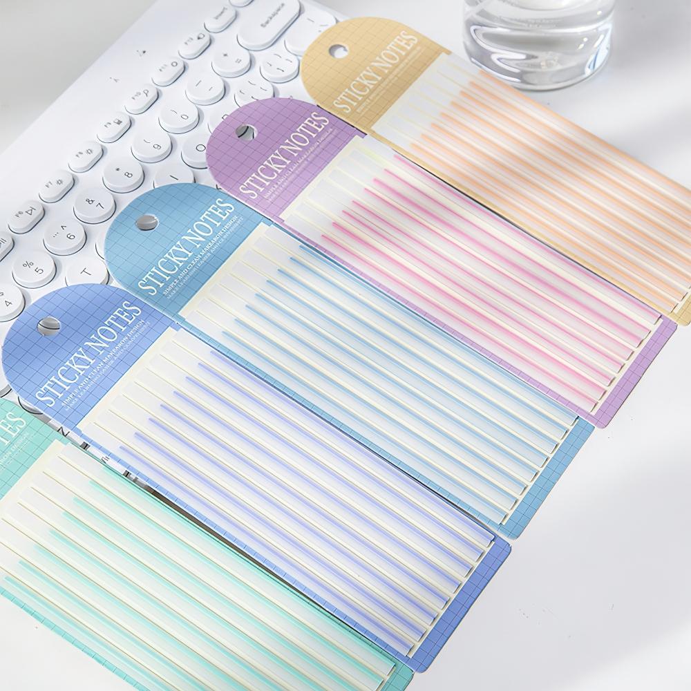 1 шт., цветные липкие полоски макарон, 160 листов, флуоресцентные ПЭТ, прозрачные наклейки для блокнотов, офисные наклейки
