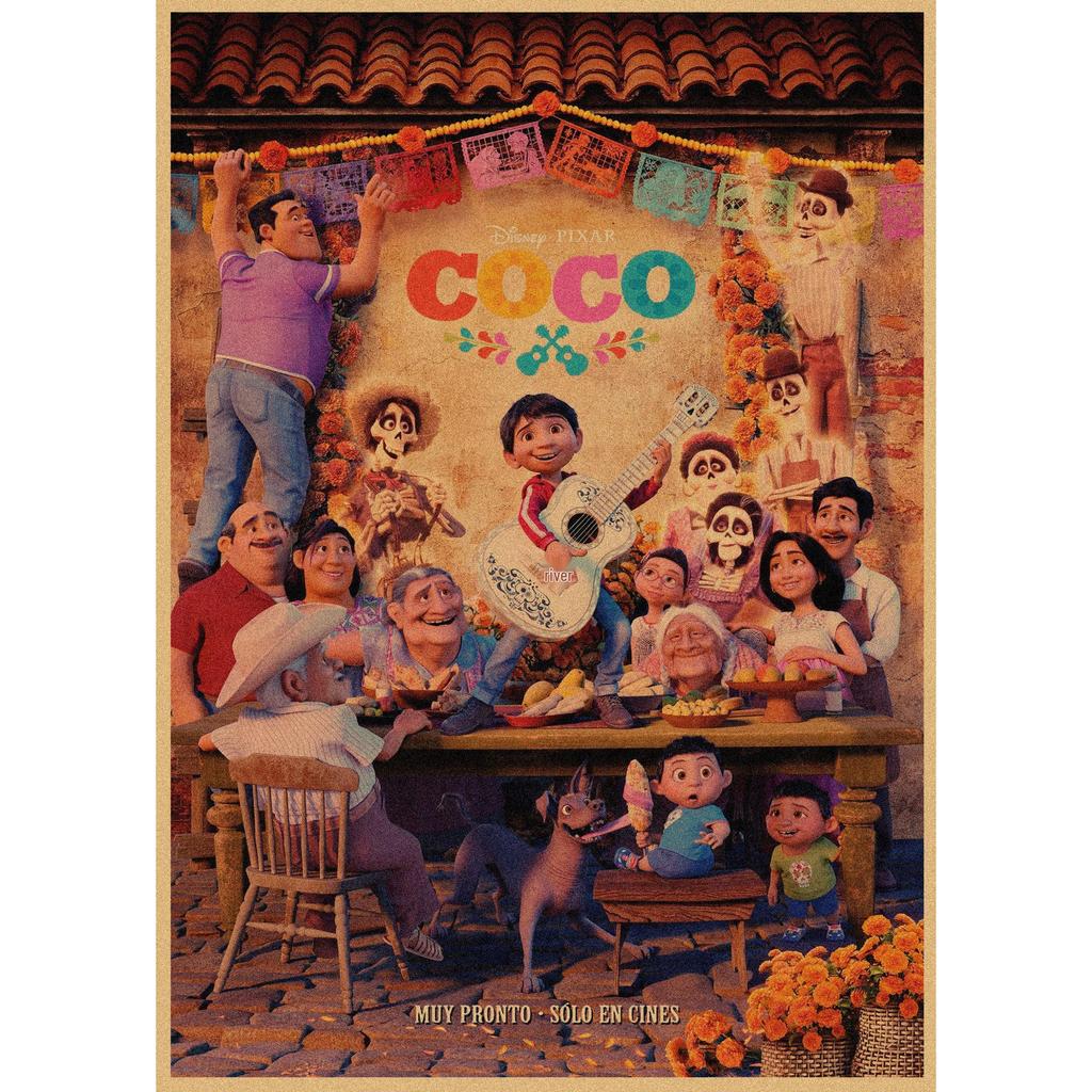 Ретро Аниме Постер из Крафт-бумаги Coco - Декоративное Настенное Искусство Фреска
