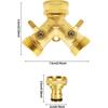 2 Way Garden Brass Hose Faucet Splitter, Double Way 3/4" Garden Hose Tap Connector, Individually Controllable Valves with 2 Quick Connector