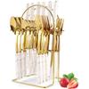 24PCS Special Western Cutlery Set Steak Flatware Stainless Steel Knive Fork Spoon Stylish Versatile Tableware with Storage Rack