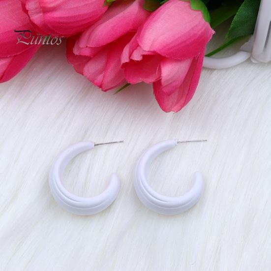 1 пара ярких цветов C-образные серьги-гвоздики, красочные серьги-кольца, легкие серьги с геометрическим кругом, ювелирные изделия, подарок