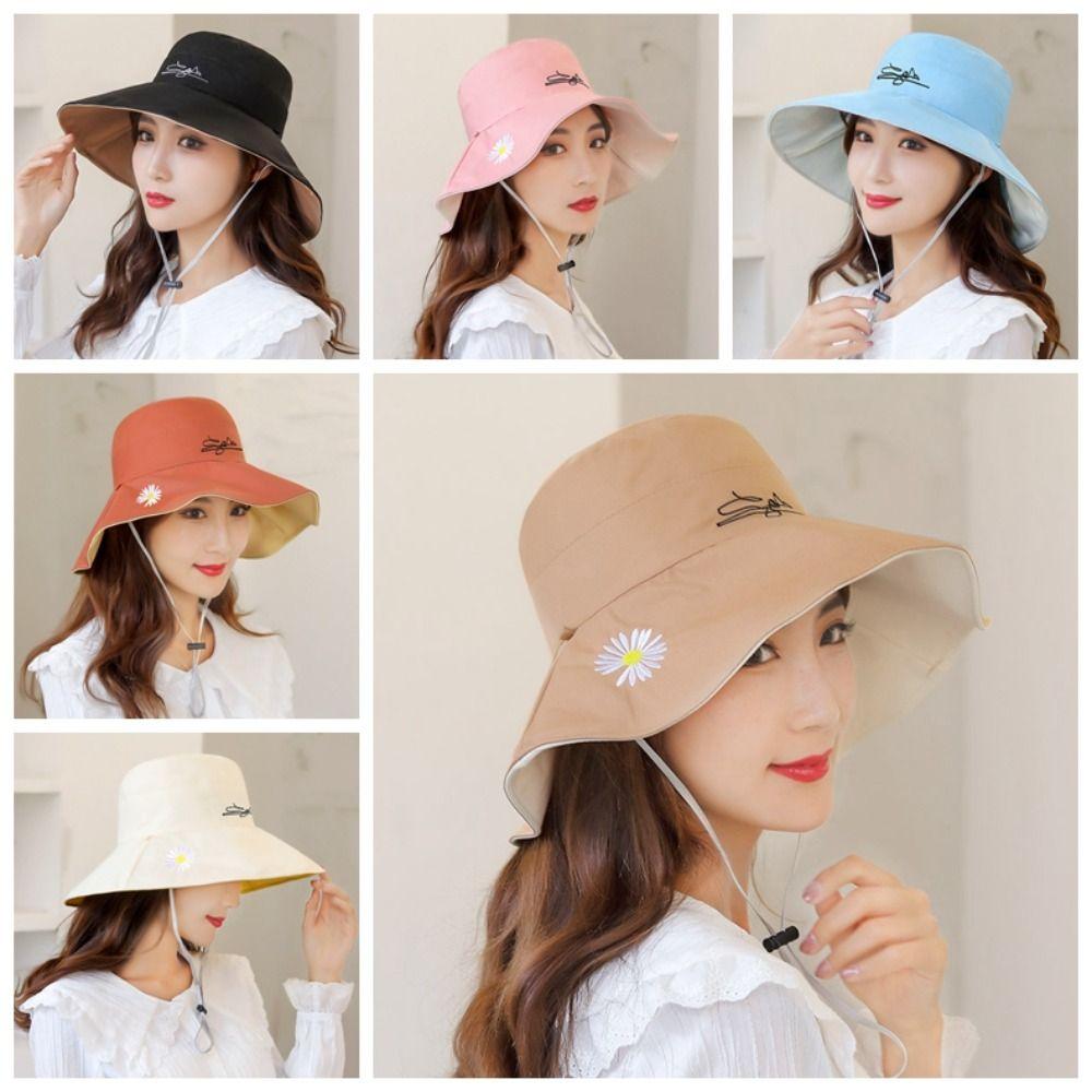 UV Protection Daisy Bucket Hat Sunscreen Fisherman Cap Fashion Outdoor Sun Hat Fishing