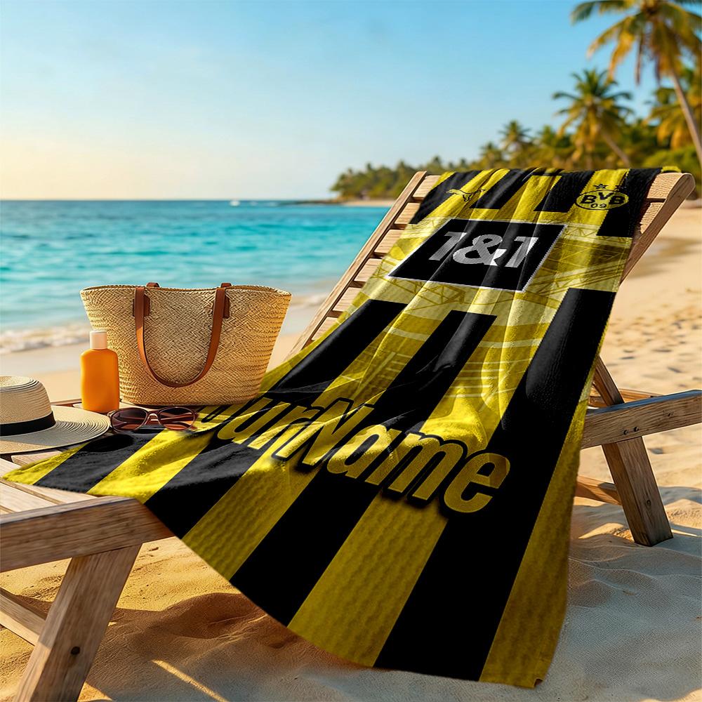 Borussia Dortmund Customizable Name Beach Towel Quick-Dry Soft Microfiber Portable for SwimmingBeachCamping Travel Beach AccessoriesGym
