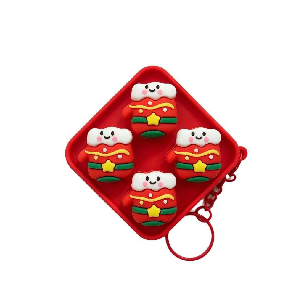 Christmas Pattern Mini Keyboard Pendant 4 Buttons Press Decompression Button Toy Bag Pendant