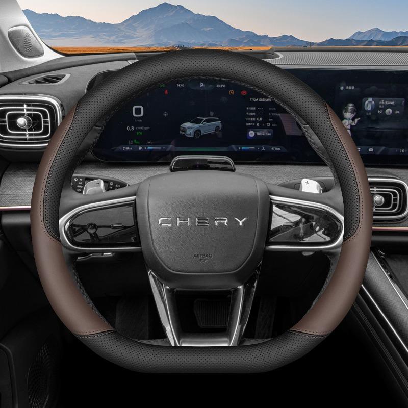For Chery Tiggo 9 C-DM 2025 2026 Car Steering Wheel Cover Ultra Thin Leather Anti Slip Decorative Frame Protective Accessories