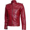 New Men Jacket Red Genuine Lambskin Real Leather Handmade Lambskin Soft Stylish