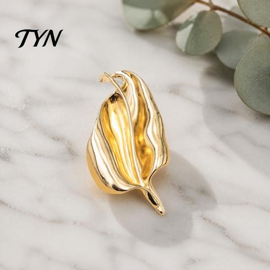 Women Minimalist Jewelry Irregular Leaf Alloy Brooch Pin, Silver Golden Plated Leaves Everyday Wear Lapel Clothing Accessory for Men Coats Decorative