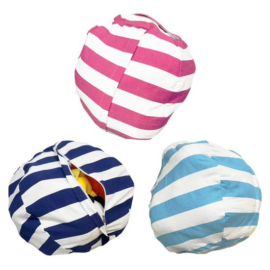 Сумка для хранения плюшевых игрушек, большая вместимость, застежка-молния, полосатый дизайн, органайзер для