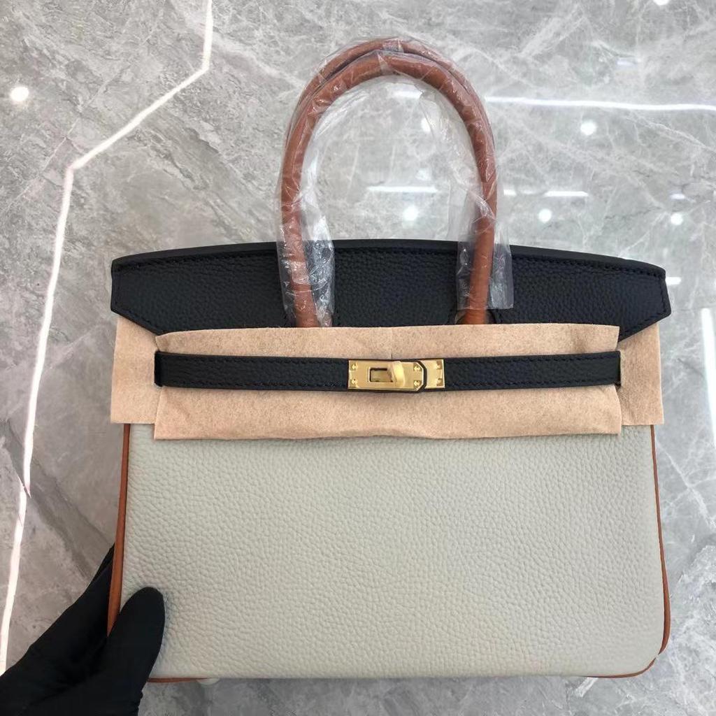 Сумка на плечо из коровьей кожи Colorblock Platinum Lychee Grain 2024 года — повседневная сумка для поездок на работу