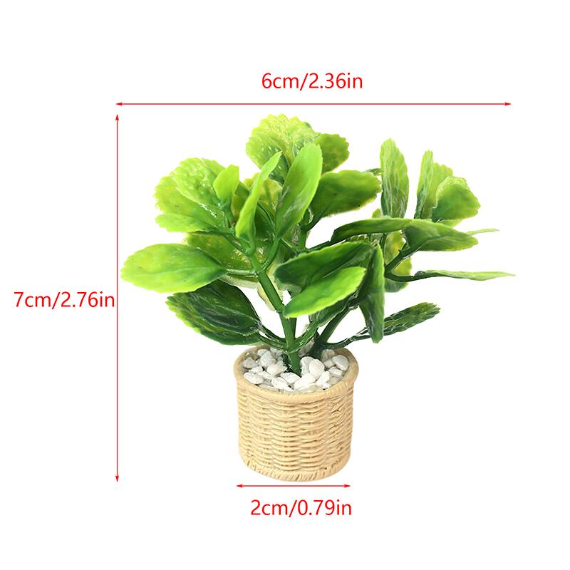 1 шт. Модель горшка с зеленым растением для кукольного домика, миниатюрное деревянное корыто, декор для микроландшафта, украшения, игрушки для ролевых игр
