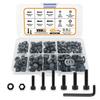 144Pcs Black Cylindrical Head Screws M5-M6 Hex Bolt Nut Washer Kit, Full Thread, Allen Drive, Ideal for DIY/Projects