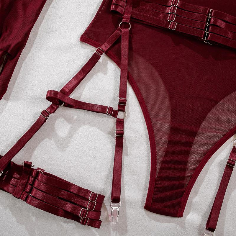 TERMEZY Женский сексуальный корсет, эластичное искушение, бюстье, нижнее белье, тонкие подвязки с перчатками, комплект из 3 предметов, нижнее белье