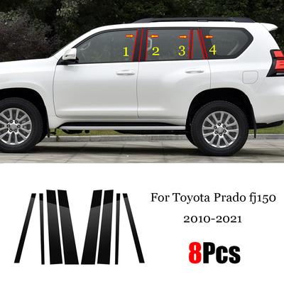 Для Toyota Land Cruiser Prado fj150 2010-автомобильная дверь, окно, средняя колонна, Защитная накладка, черная полоса, декоративная наклейка из ПК