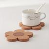 4Pcs Flower Shape Cork Coaster for Drink Non-Slip Cork Coaster Natural Round Wooden Cup Mat Heat Resistant Reusable Tea Coffee