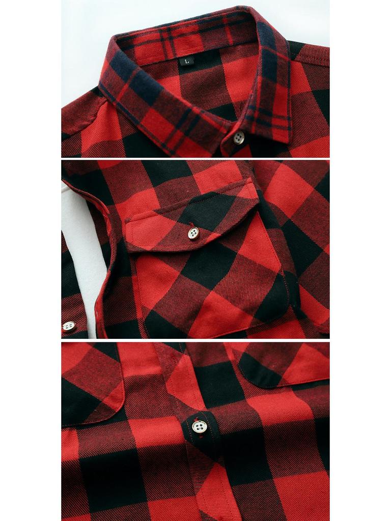 2023 Men's Plaid Casual Short Sleeve Shirt with Double Pockets - Summer Fashion, Large Size
