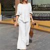 2024 Women's Summer Cotton & Linen Solid Color Casual Suit with Loose Trousers
