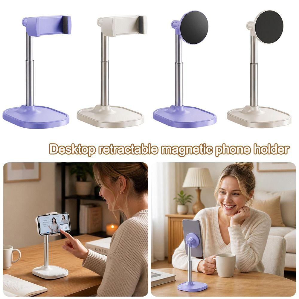 Rotating Mount Desktop Phone Holder Telescopic Pole Magnetic Phone Stand  Live Streaming