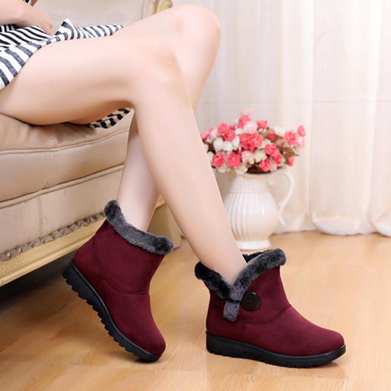 2024 зимняя обувь женская кожа плюшевые теплые плоские бабушкины зимние сапоги пожилые хлопковые туфли женские плоские туфли ботильоны зимние сапоги