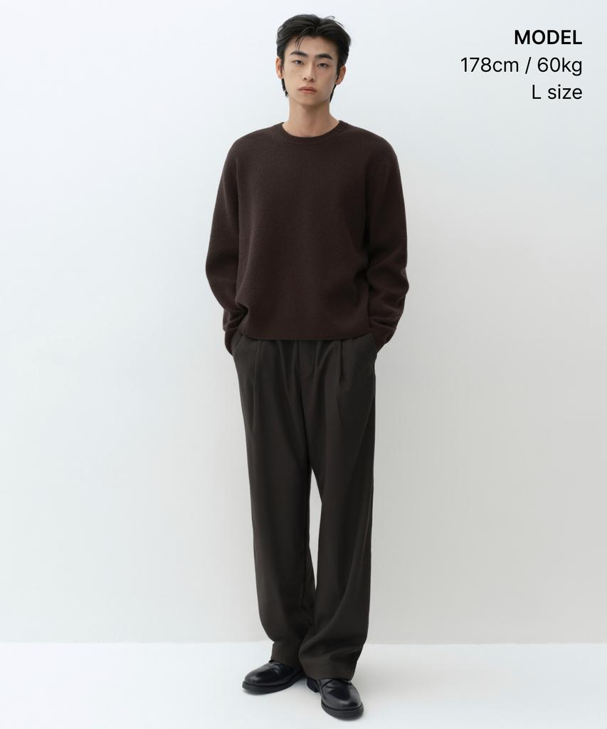 MUSINSA STANDARD [Victoria Wool] Minimal Ribbed Crop Knit [Dark Brown]