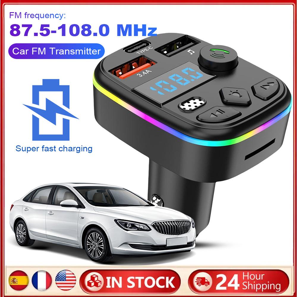Автомобильный FM-передатчик Type C MP3-плеер Адаптер FM-передатчик Совместимый с Bluetooth 5.3 Поддержка TF-карты USB-накопителя Автомобильное зарядное устройство Двойной USB