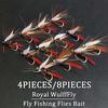 4/8 шт./коробка Нахлыстовые сухие мушки Приманка Royal Wulff Нахлыстовая приманка Нимфа Приманка для ловли форели и окуня Нахлыстовые мушки Приманки-Материал Искусственное перо и вискоза