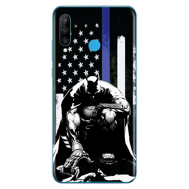 Thin Blue Line American Flag Soft TPU Silicone Cover For Huawei P40 P30 P20 Pro P10 P9 P8 Lite E Plus 2019 2017 Phone Case