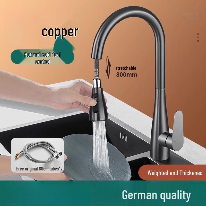 Pull-Out Rotatable Brass Kitchen Faucet