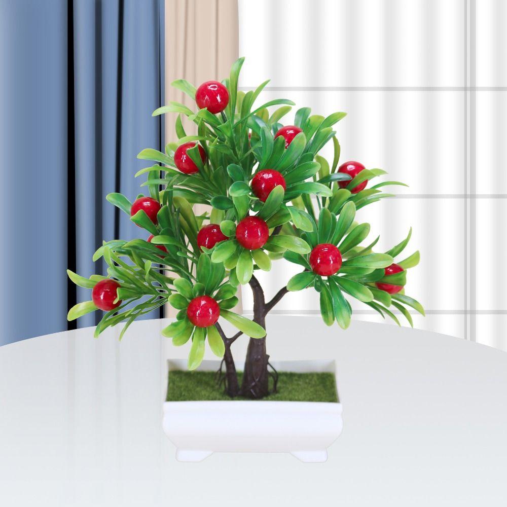 Plastic Artificial Fruit Plant Potted Realistic Orange Tree Bonsai Simulation Lemon Tree Garden