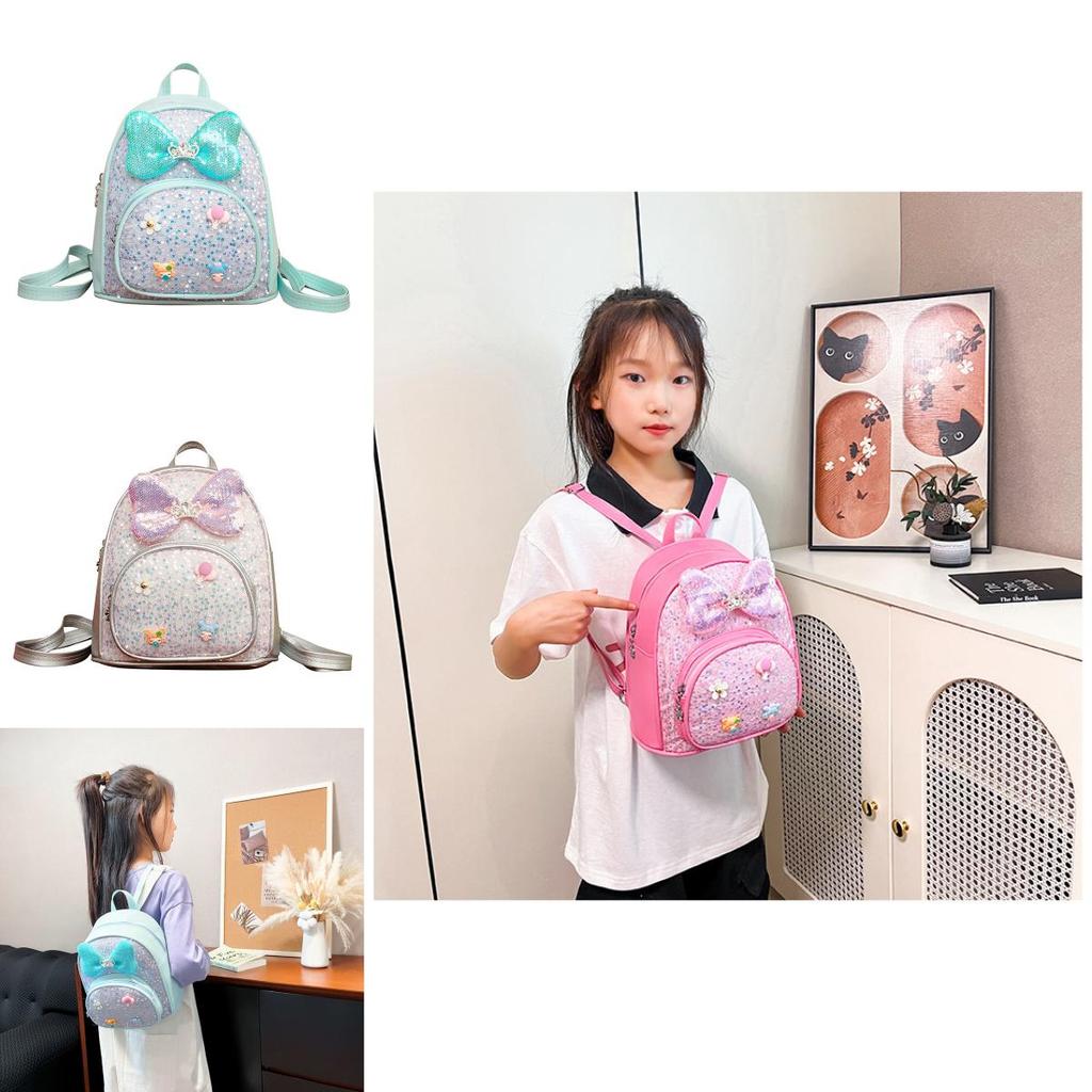 Baby Girl Backpack Pu Material With Glitter Sparkle For Preschool Kids