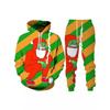 Mens Christmas 3D Digital Print Hooded Sweatshirt Jogger Pants Set Loose Fit Air Layer Fabric Casual Wear