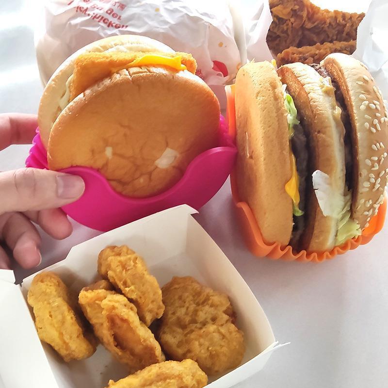 Reusable Burger Holder Heat Resistant Silicone Frame Storage Rack Kitchen Organizer for Home Restaurant Takeaway Food Service