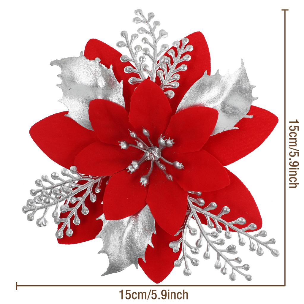 Diy Wreaths Clip-On Tree Ornaments Christmas Flowers Glittering Artificial Flowers For Home Decor Party Decoration Party Decor