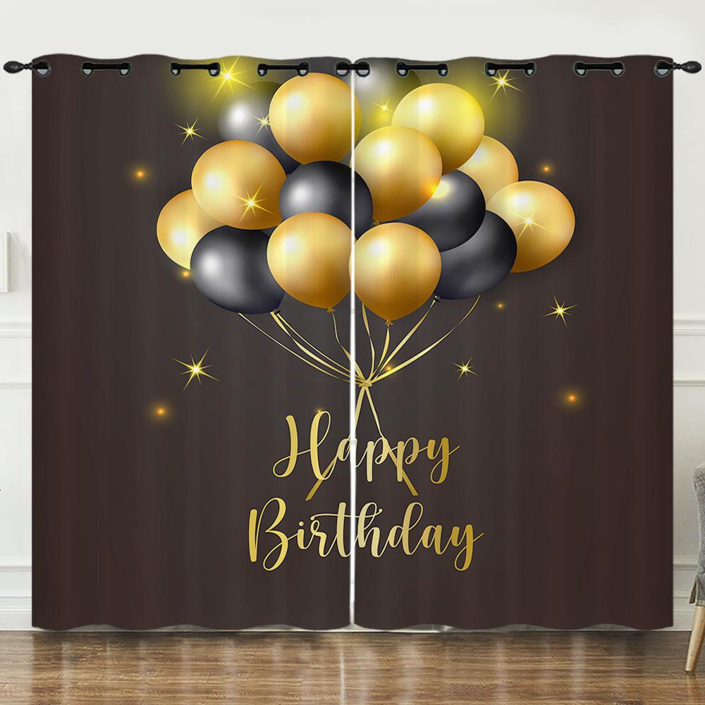 Happy Birthday Happy Birthday 3D Digital Printing Curtain Blackout Punching