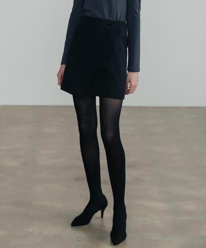 Hardcore Happiness Two-Button Wrap Skirt_Black
